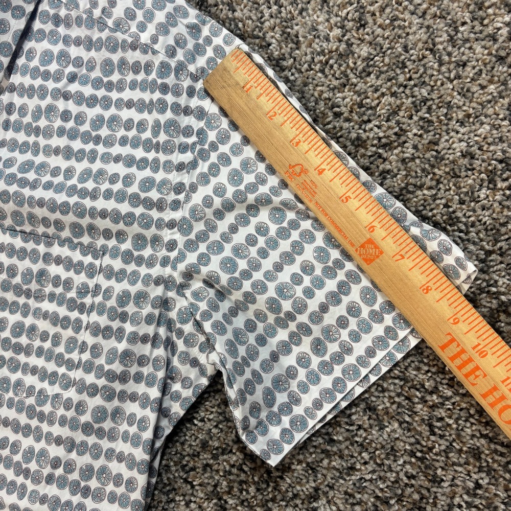 UNTUCKit Men's S Short Sleeve Button Down Shirt White Blue Citrus Print Cotton - Picture 7 of 7